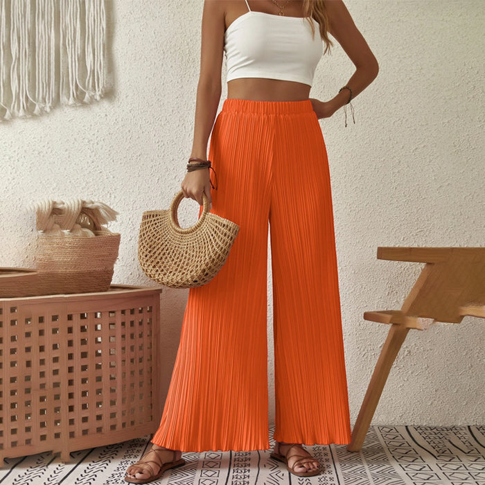 High Waist Plisse Wide Leg Pants