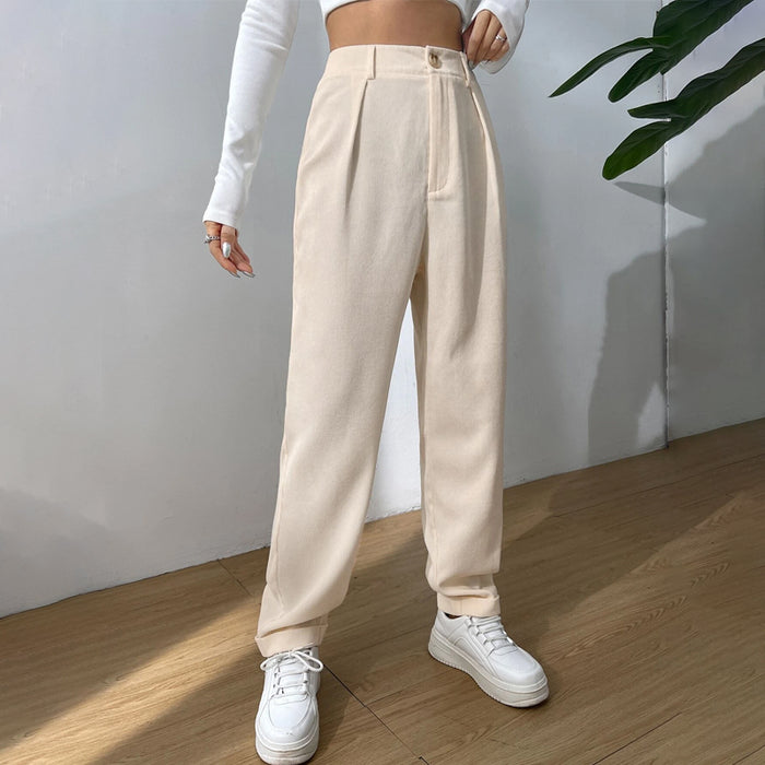 Tapered High Waist Fold Pleated Pants