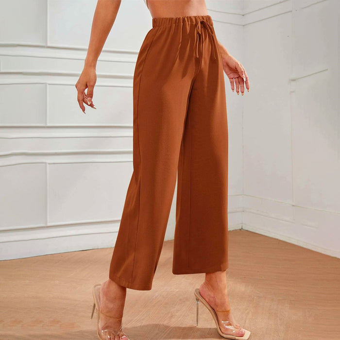 Petite High Waist Knot Front Wide Leg Pants