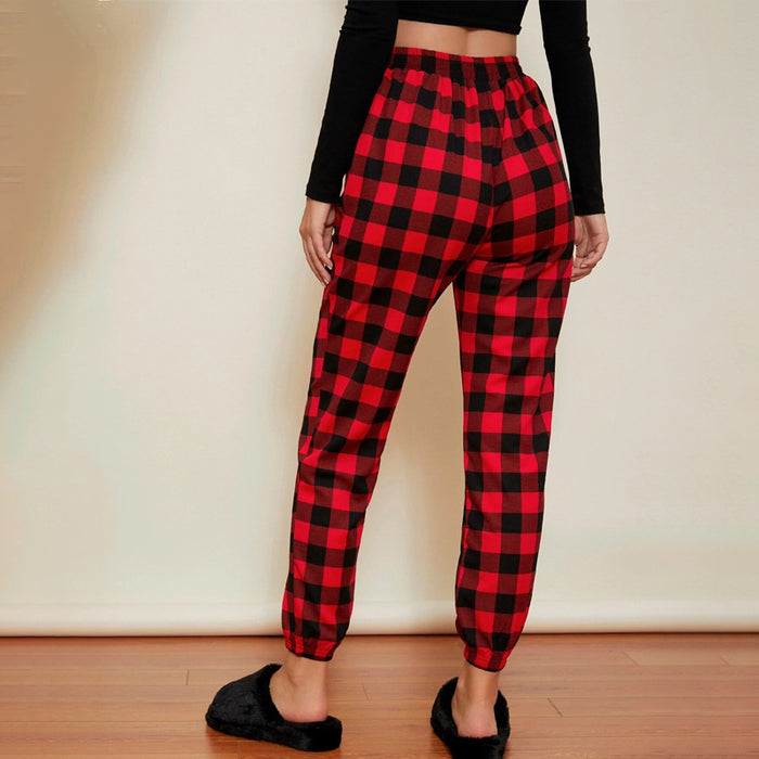 Elastic Waist Slant Pocket Gingham Crop Pants