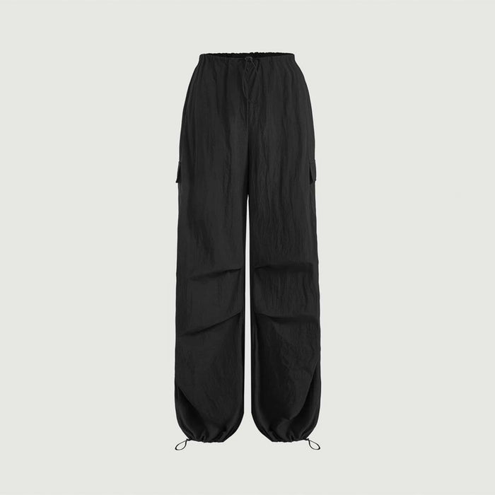 Flap Pocket Drawstring Hem Casual Cargo Pants