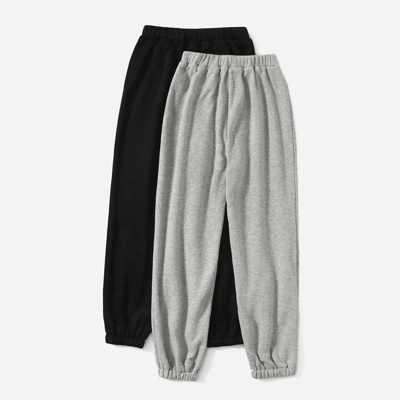 Solid Elastic Waist Sweatpants Pack Of Two