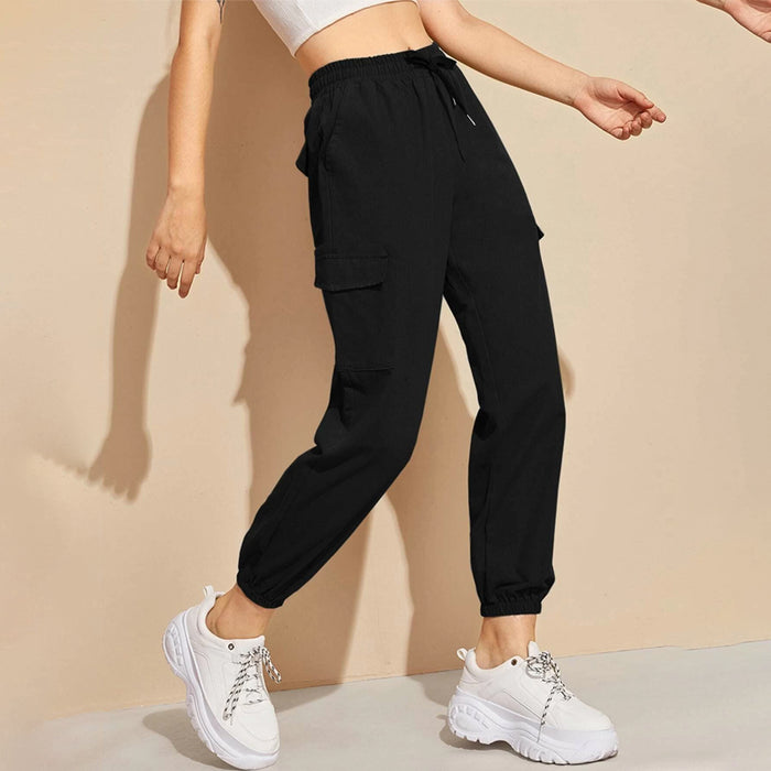 High Rise Drawstring Cargo Joggers