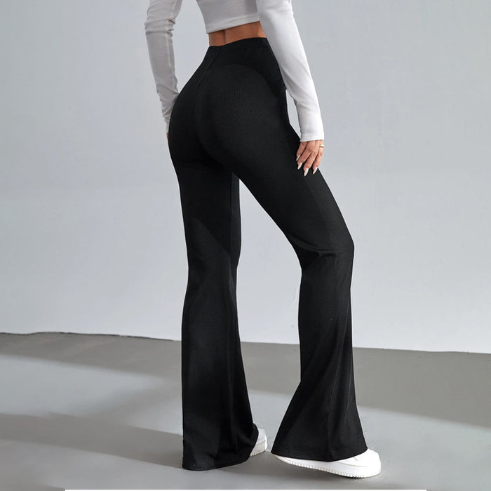 Solid Twist Detail Flare Leg Pants