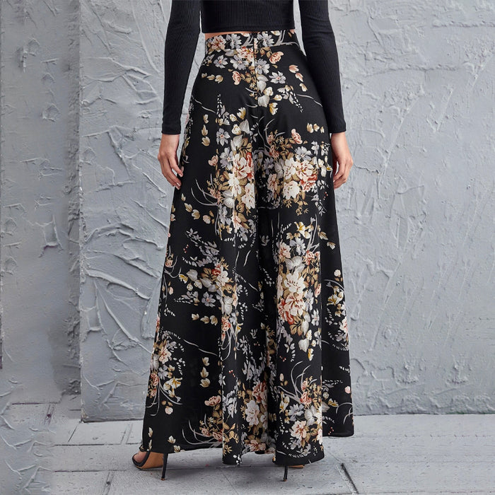 High Waist Floral Wide Leg Pants