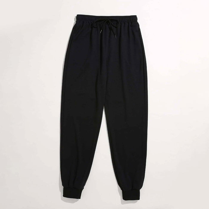 Letter Graphic Natural Drawstring Waist Sweatpants