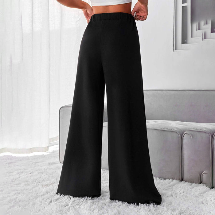 Solid High Waist Wide Leg Sweatpants