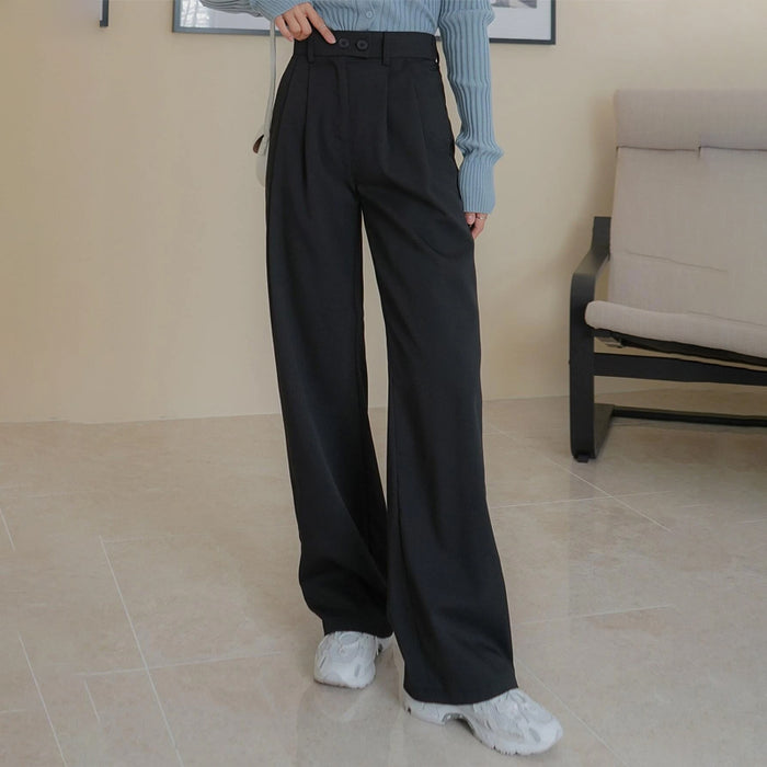 Easy Wear Solid Straight Leg Pants