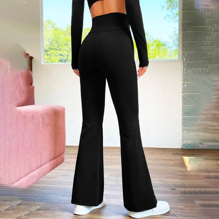 Overlap Waist Flare Leg Pants