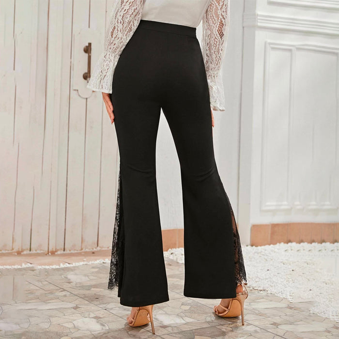 Lace Insert Flare Leg Pants