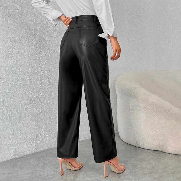 Easy Wear High Waist Leather Pants