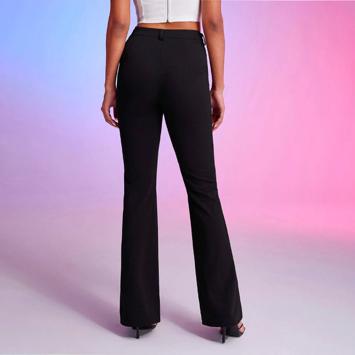 High Waist Seam Detail Flare Leg Pants