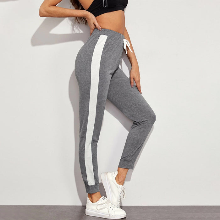 Contrast Panel Drawstring Waist Sweatpants