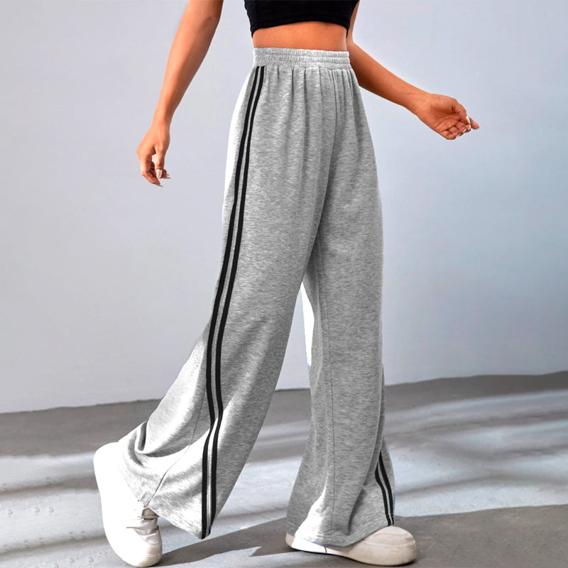 Easy Wear Contrast Tape Side Wide Leg Pants