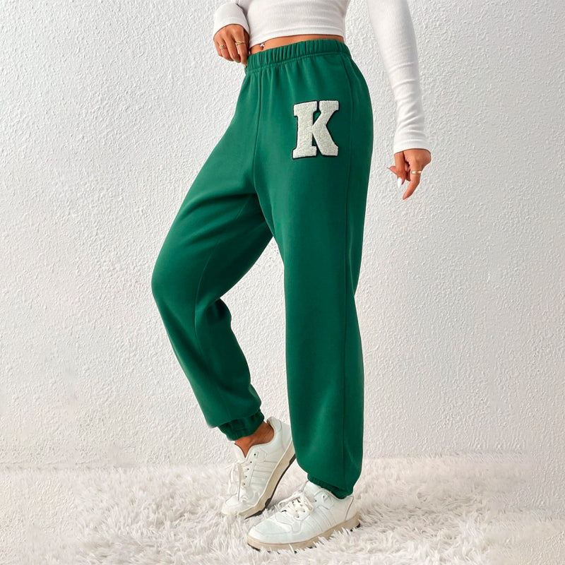 Easy Wear Letter Patched Sweatpants
