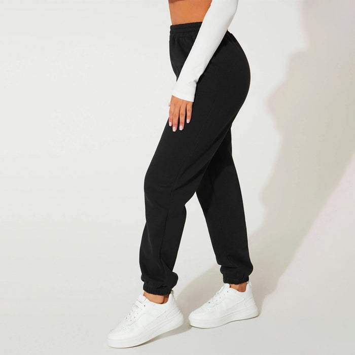 Solid Elastic Waist Woven Sweatpants