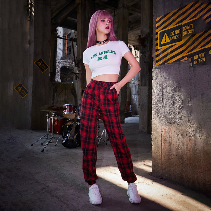 Grunge Punk Kpop Tartan Print Pants