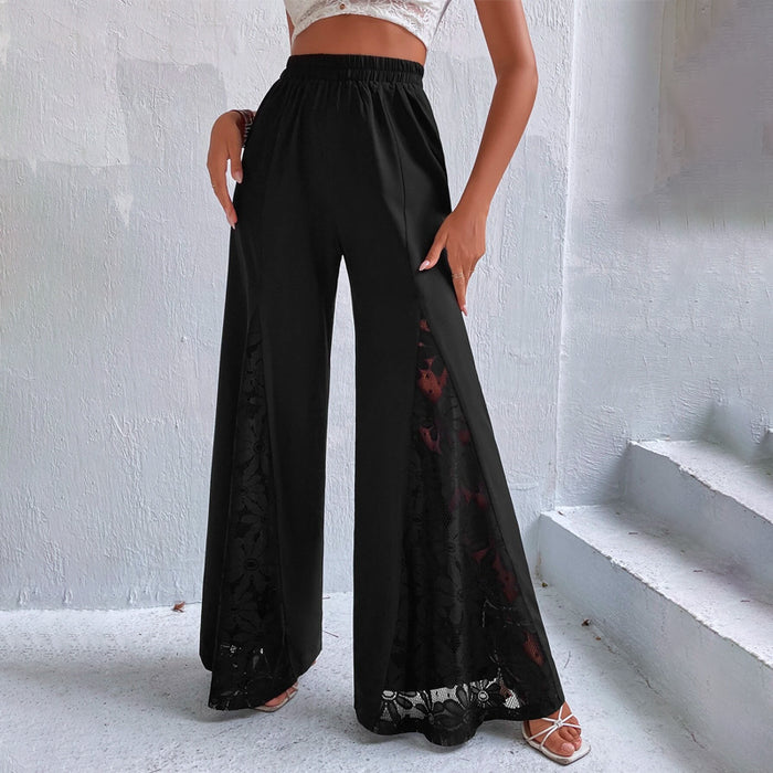 Lace Insert Wide Leg Pants