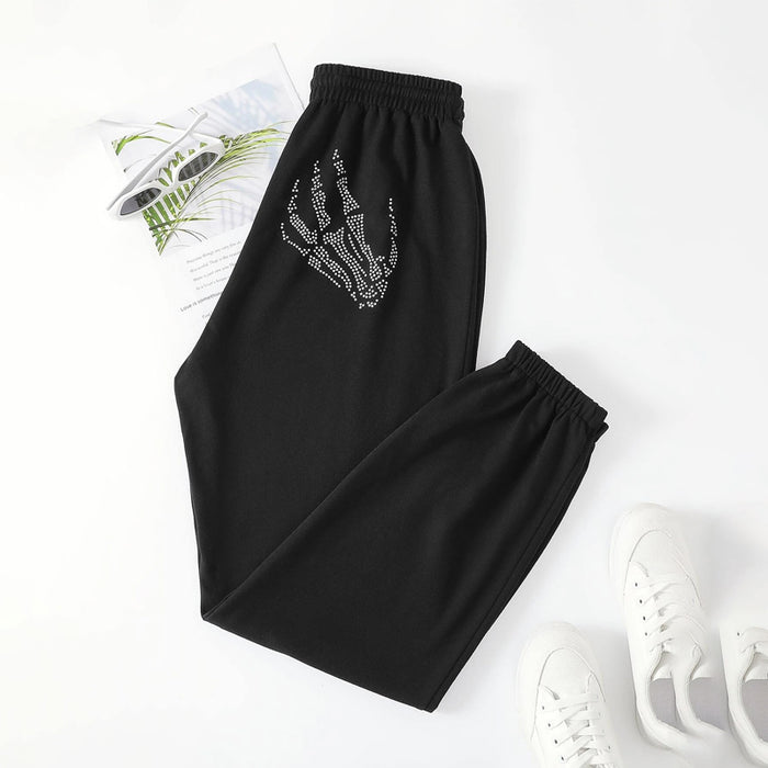 Easy Wear Skeleton Pattern Sweatpants