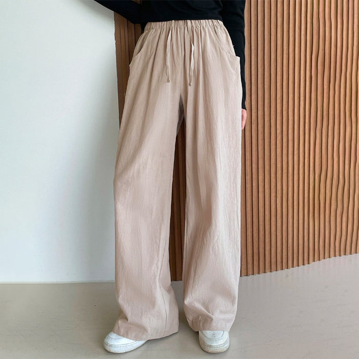 Drawstring Waist Wide Leg Mopping Pants