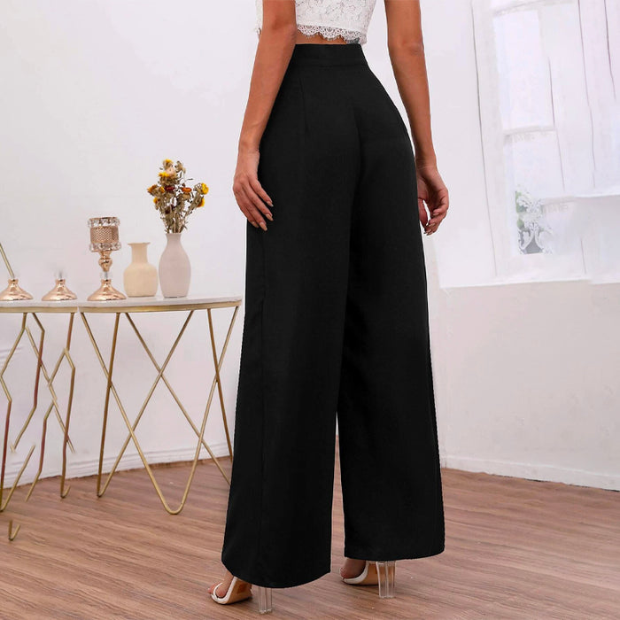 High Waist Fold Pleated Wide Leg Pants