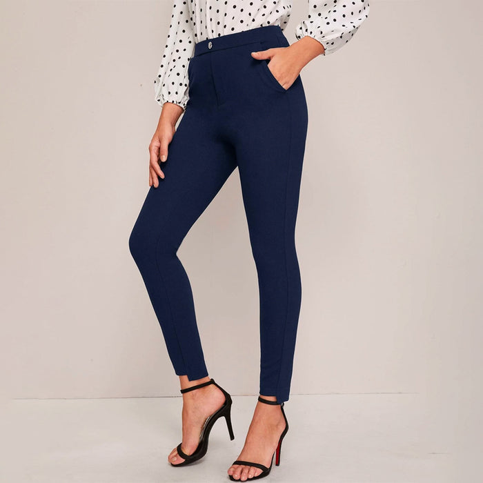 Stepped Hem Skinny Pants