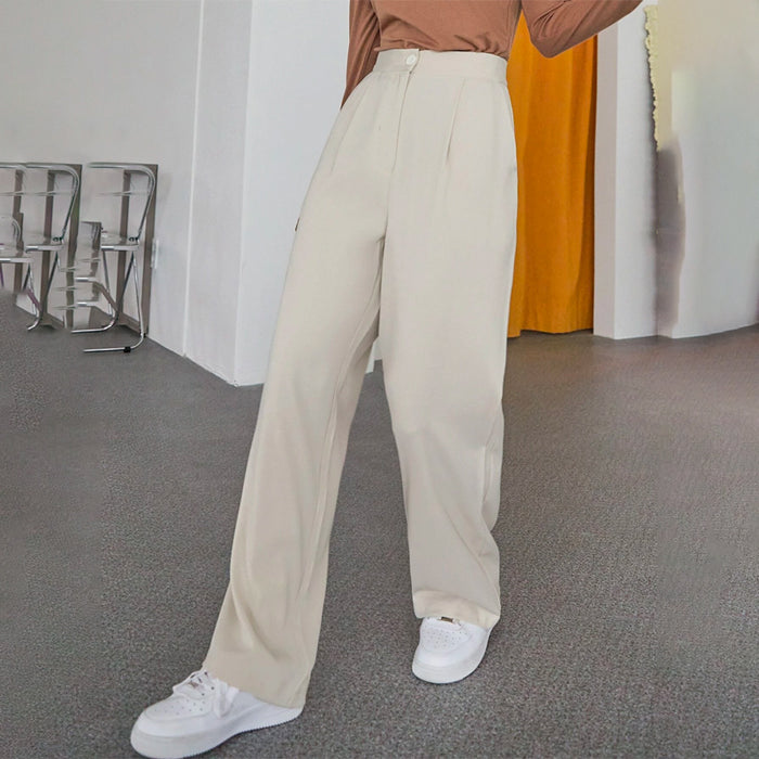 Solid Slant Pocket Wide Leg Pants