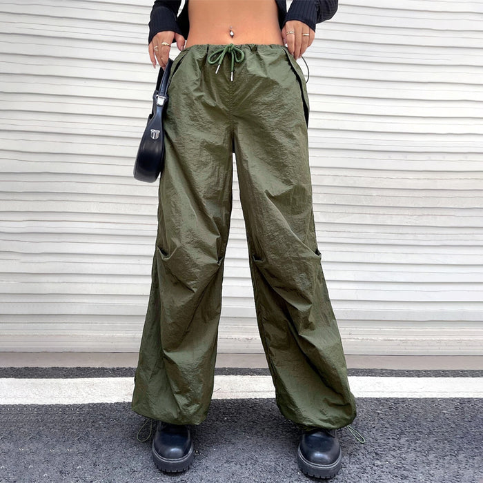 Drawstring Waist Plain Woven Pants