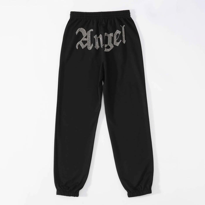 Letter Pattern Drawstring Waist Sweatpants