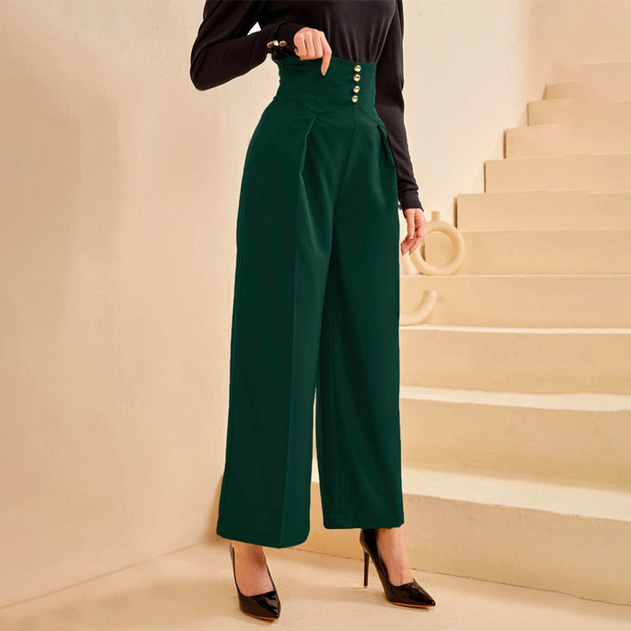 High Waisted Solid Wide Leg Pants