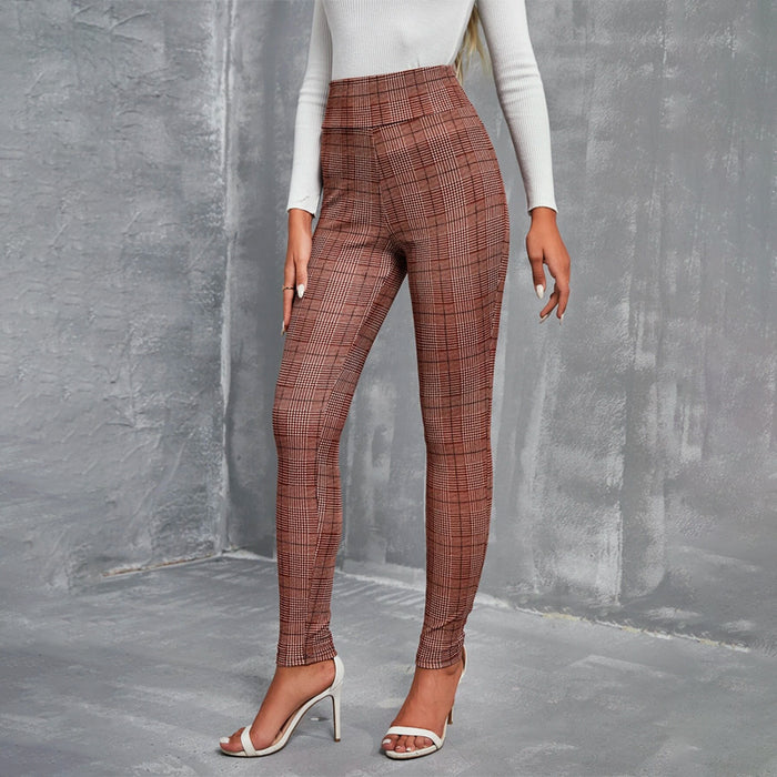 High Waist Houndstooth Skinny Pants