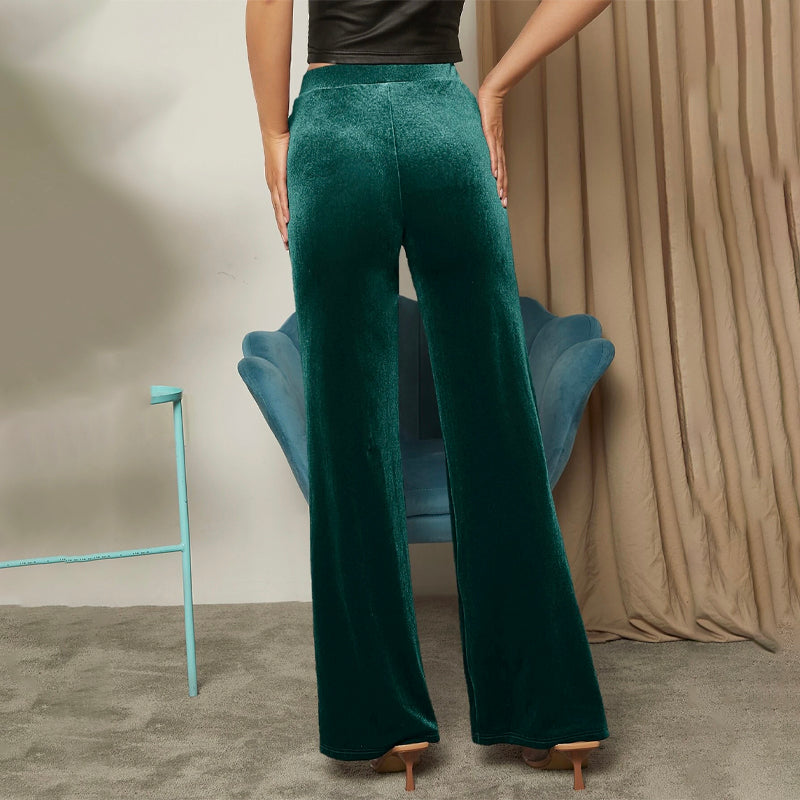 High Waist Solid Velvet Pants