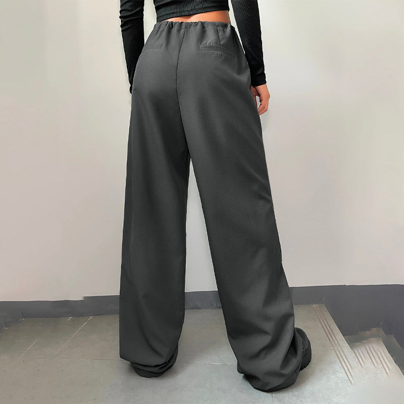 Solid Drawstring Waist Casual Pants