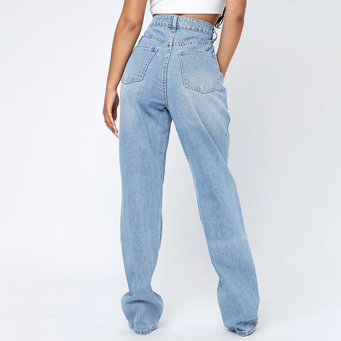 High Waist Straight Leg Jeans For Women