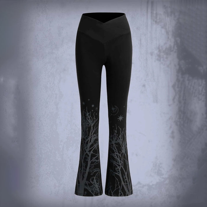 Moon Graphic V Waist Flare Leg Pants