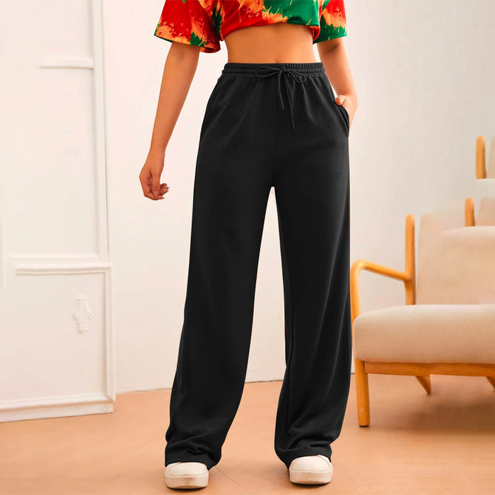 Loose Drawstring Waist Wide Leg Sweatpants