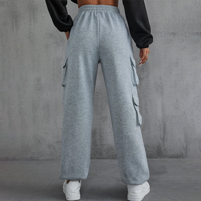 Flap Pocket Side Solid Sweatpants