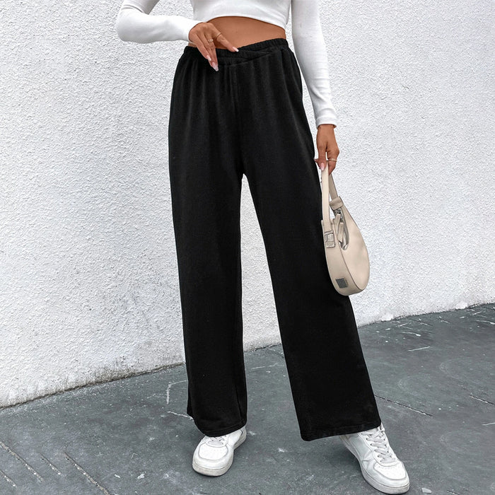 Easy Wear Solid Elastic Waist Wide Leg Pants