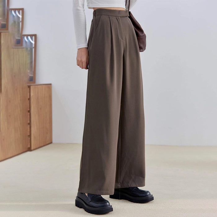 High Waist Plicated Detail Wide Leg Pants