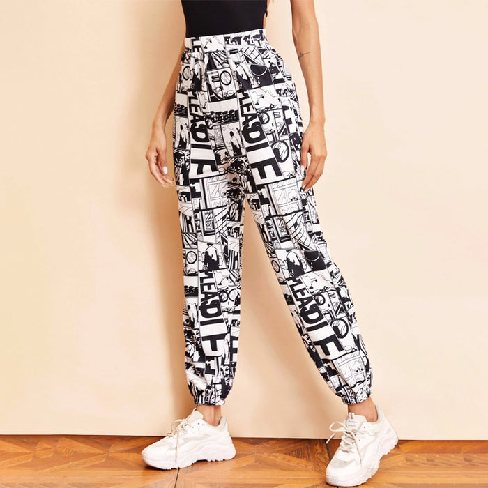 Pop Art Print High Rise Joggers