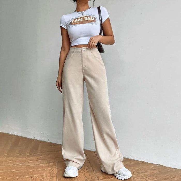 High Waist Button Front Wide Leg Pants