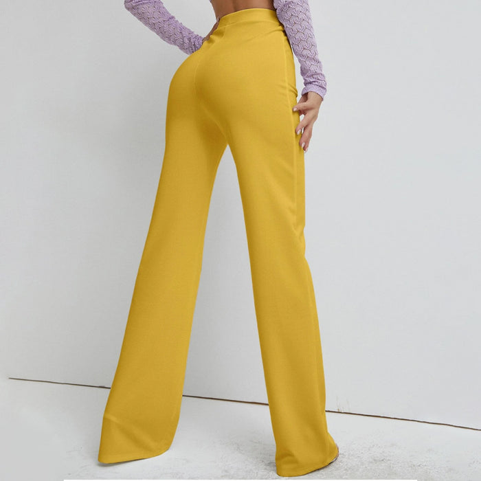 High Pearl Waist Straight Leg Pants