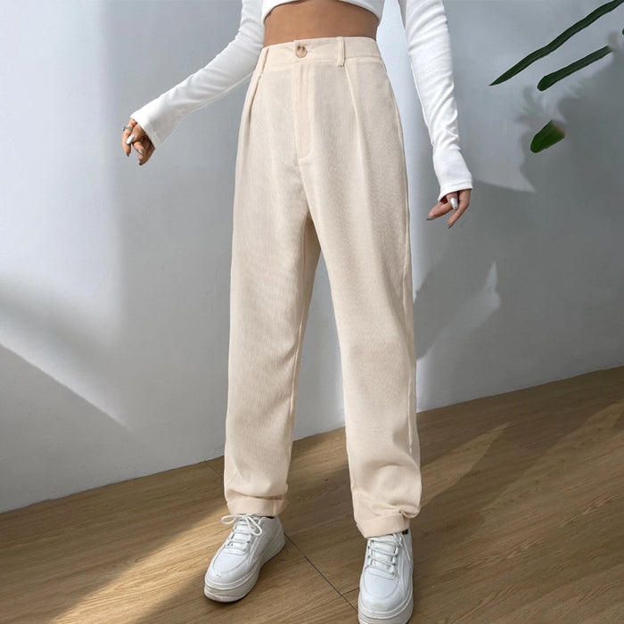 Tapered High Waist Fold Pleated Pants