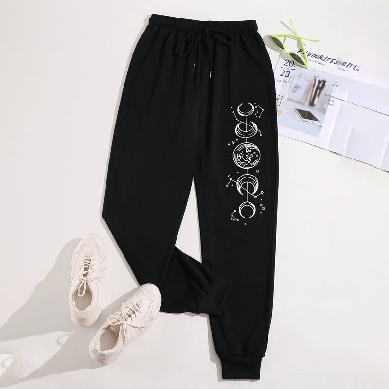 Galaxy Print Drawstring Waist Sweatpants