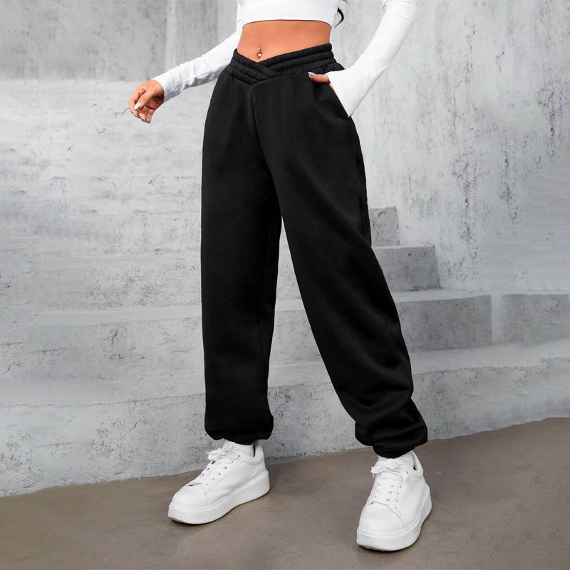 Solid Slant Pocket Thermal Lined Sweatpants