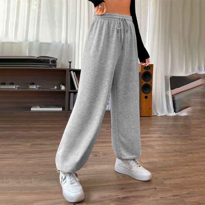 Drawstring Waist Plain Solid Sweatpants