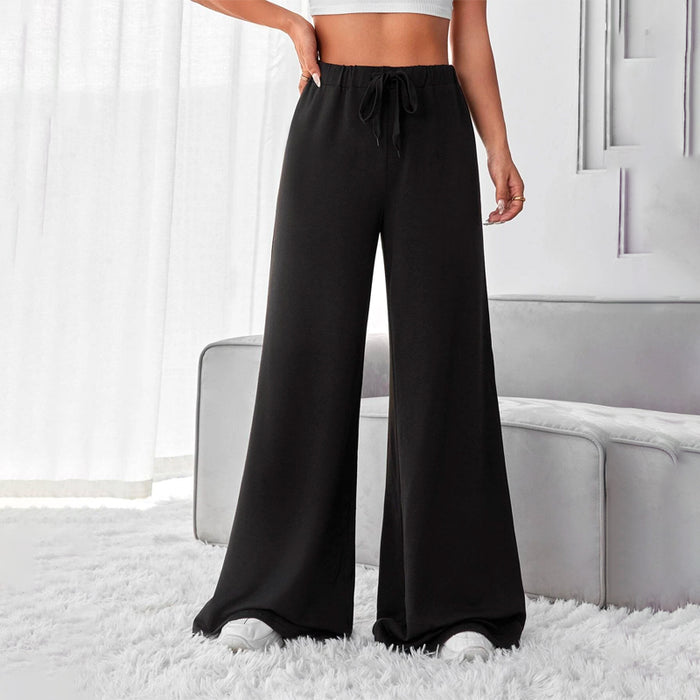 Solid High Waist Wide Leg Sweatpants