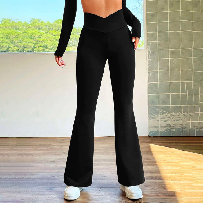 Overlap Waist Flare Leg Pants