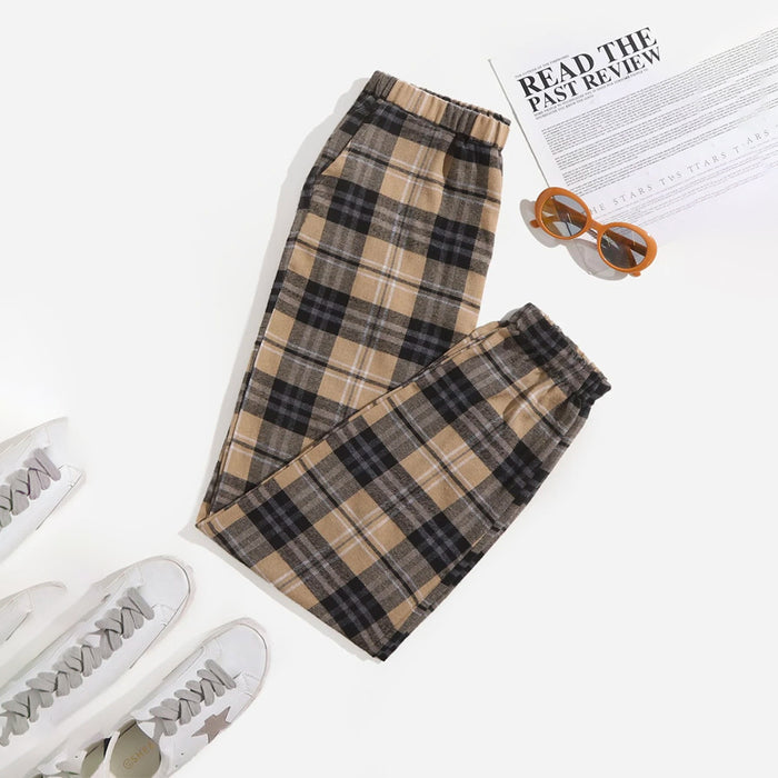 Easy Wear Slant Pocket Tartan Pants