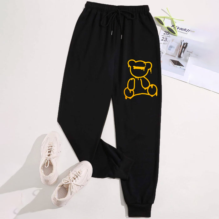 Bear Print Drawstring Waist Sweatpants